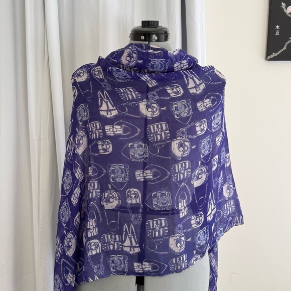 The Limited Purple Sheer Scarf with White Purse Print Lightweight Fashion Wrap - Picture 2 of 7